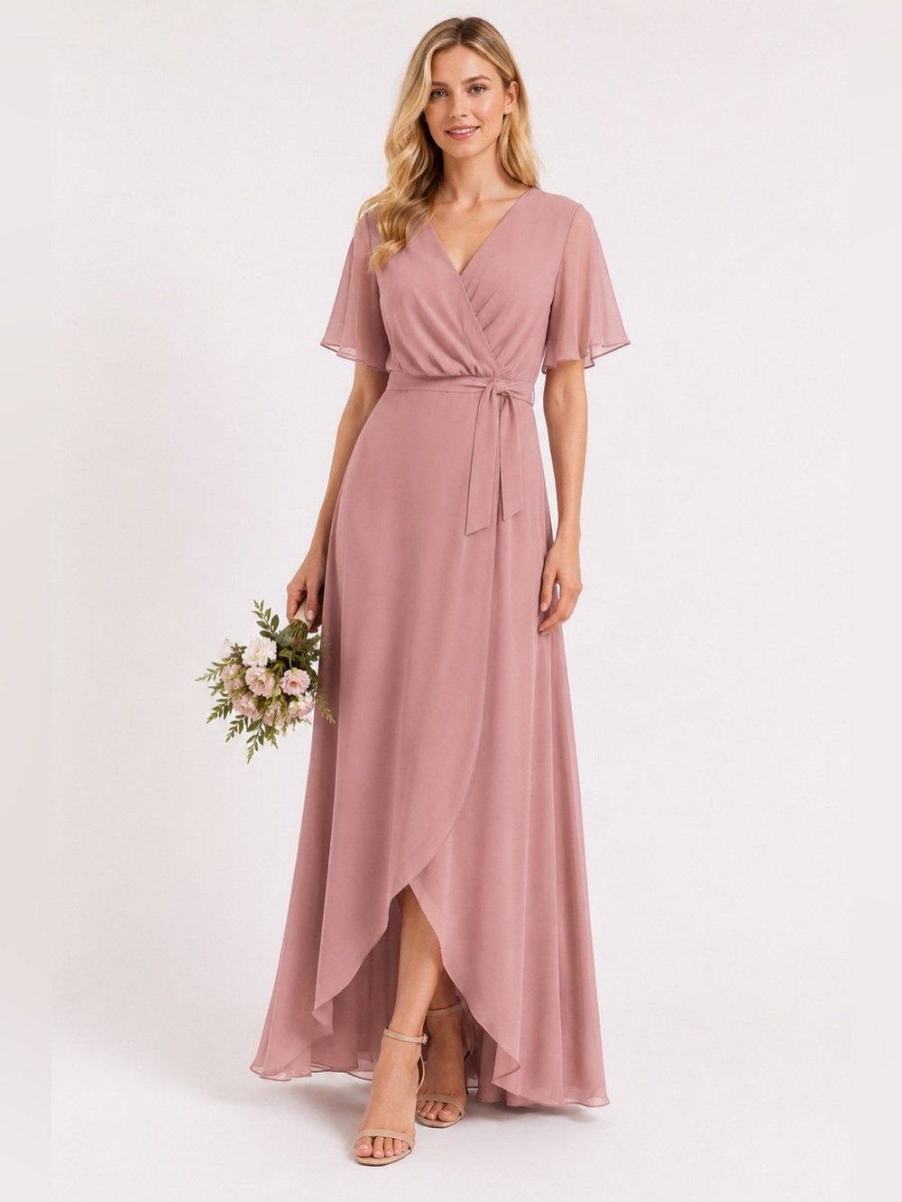 JJs House Blush Maxi Wrap Dress